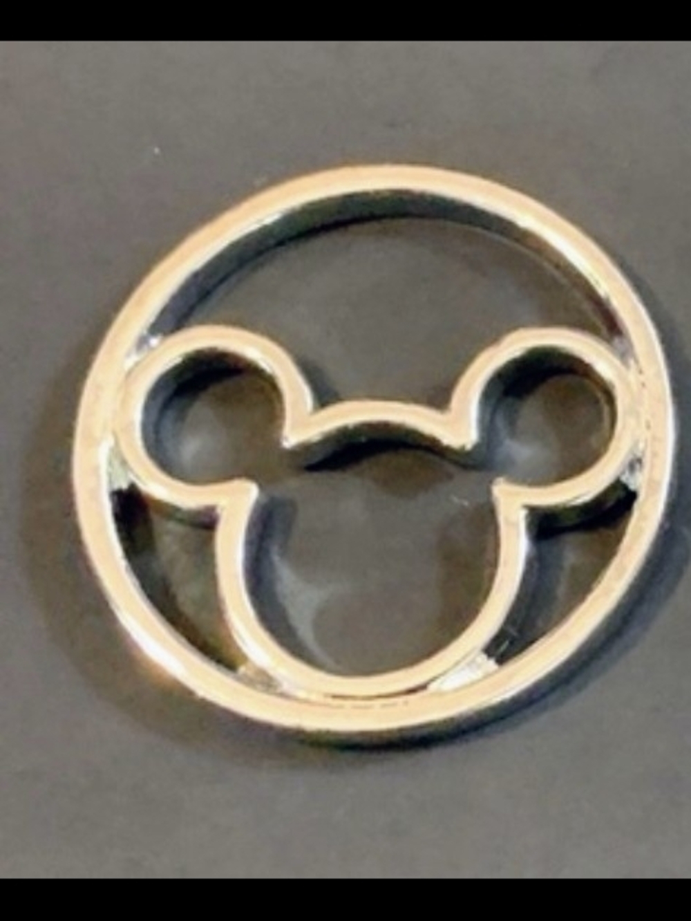 Gold-tone Mickey Mouse Circle Accent For Floating Lockets